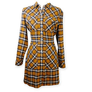 Veronica Beard SZ 4 Fern Dress Plaid Flannel Saffron